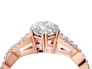 Rose gold Marquise Solitaire Twist Band with Pavé Setting and Four-Prong Setting_34
