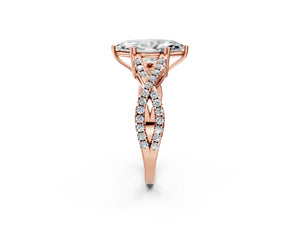Rose gold Marquise Solitaire Twist Band with Pavé Setting and Four-Prong Setting_38