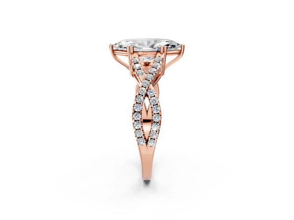 Rose gold Marquise Solitaire Twist Band with Pavé Setting and Four-Prong Setting_38