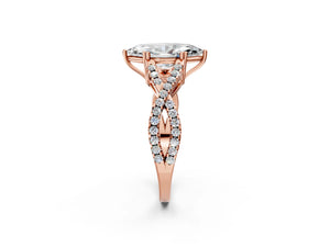 Rose gold Marquise Solitaire Twist Band with Pavé Setting and Four-Prong Setting_62
