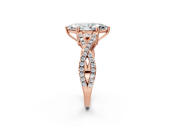 Rose gold Marquise Solitaire Twist Band with Pavé Setting and Four-Prong Setting_62