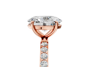 Rose gold Oval Cut Diamond Pavé Band Solitaire Ring with Four-Prong Setting_101