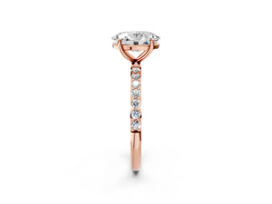 Rose gold Oval Cut Diamond Pavé Band Solitaire Ring with Four-Prong Setting_14