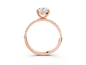 Rose gold Oval Cut Diamond Pavé Band Solitaire Ring with Four-Prong Setting_15