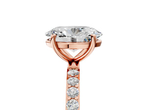 Rose gold Oval Cut Diamond Pavé Band Solitaire Ring with Four-Prong Setting_23