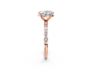 Rose gold Oval Cut Diamond Pavé Band Solitaire Ring with Four-Prong Setting_26