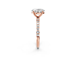 Rose gold Oval Cut Diamond Pavé Band Solitaire Ring with Four-Prong Setting_32