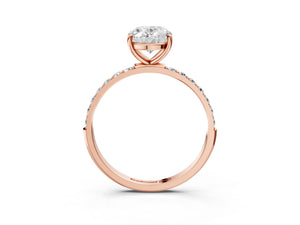 Rose gold Oval Cut Diamond Pavé Band Solitaire Ring with Four-Prong Setting_45