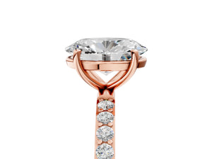 Rose gold Oval Cut Diamond Pavé Band Solitaire Ring with Four-Prong Setting_47