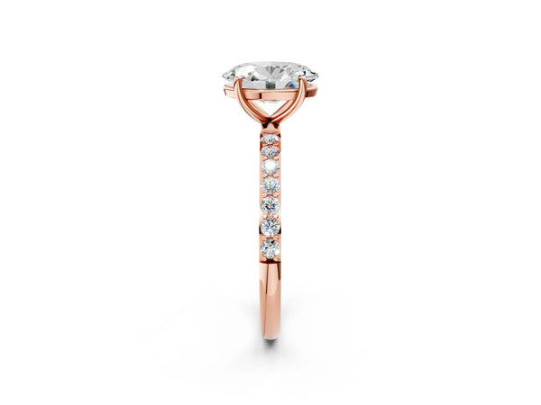 Rose gold Oval Cut Diamond Pavé Band Solitaire Ring with Four-Prong Setting_56