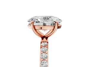 Rose gold Oval Cut Diamond Pavé Band Solitaire Ring with Four-Prong Setting_59