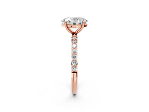 Rose gold Oval Cut Diamond Pavé Band Solitaire Ring with Four-Prong Setting_62