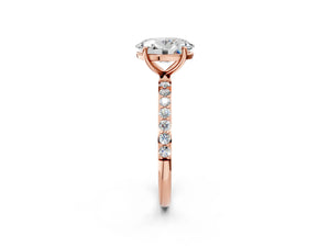 Rose gold Oval Cut Diamond Pavé Band Solitaire Ring with Four-Prong Setting_68