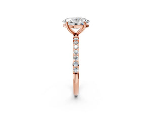 Rose gold Oval Cut Diamond Pavé Band Solitaire Ring with Four-Prong Setting_74