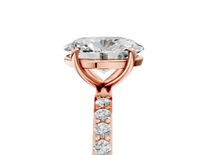 Rose gold Oval Cut Diamond Pavé Band Solitaire Ring with Four-Prong Setting_77