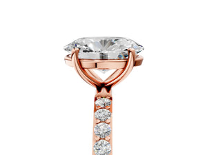 Rose gold Oval Cut Diamond Pavé Band Solitaire Ring with Four-Prong Setting_83
