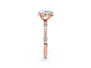 Rose gold Oval Cut Diamond Pavé Band Solitaire Ring with Four-Prong Setting_92