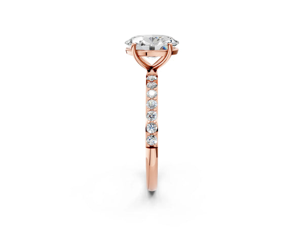 Rose gold Oval Cut Diamond Pavé Band Solitaire Ring with Four-Prong Setting_98
