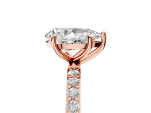 Rose gold Pear Cut Diamond Pavé Band Solitaire Ring with Four-Prong Setting_17