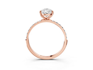 Rose gold Pear Cut Diamond Pavé Band Solitaire Ring with Four-Prong Setting_27