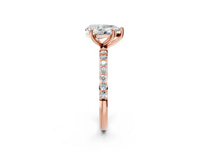 Rose gold Pear Cut Diamond Pavé Band Solitaire Ring with Four-Prong Setting_50