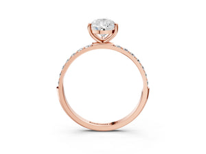 Rose gold Pear Cut Diamond Pavé Band Solitaire Ring with Four-Prong Setting_51
