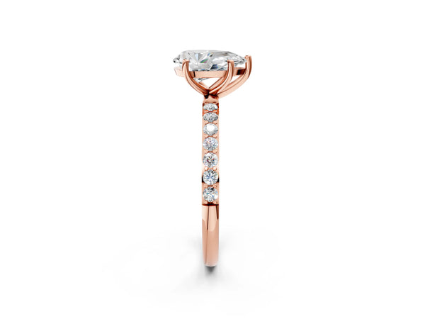 Rose gold Pear Cut Diamond Pavé Band Solitaire Ring with Four-Prong Setting_62