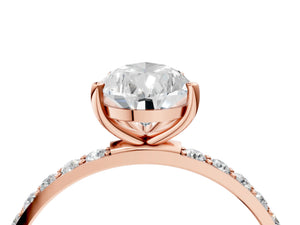 Rose gold Pear Cut Diamond Pavé Band Solitaire Ring with Four-Prong Setting_70