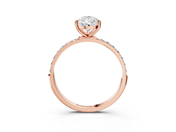 Rose gold Pear Cut Diamond Pavé Band Solitaire Ring with Four-Prong Setting_81