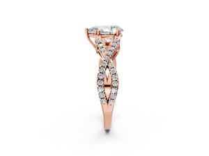 Rose gold Pear Solitaire Twist Band with Pavé Setting and Four-Prong Setting_104