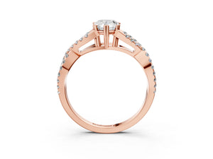 Rose gold Pear Solitaire Twist Band with Pavé Setting and Four-Prong Setting_157