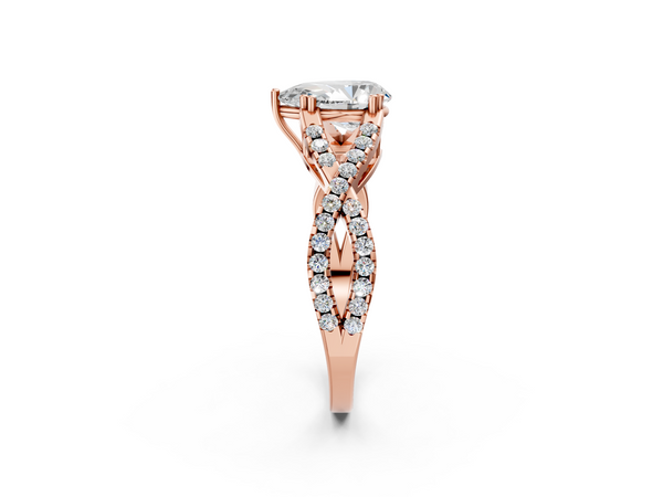 Rose gold Pear Solitaire Twist Band with Pavé Setting and Four-Prong Setting_2