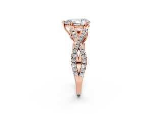 Rose gold Pear Solitaire Twist Band with Pavé Setting and Four-Prong Setting_50
