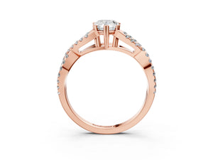 Rose gold Pear Solitaire Twist Band with Pavé Setting and Four-Prong Setting_57