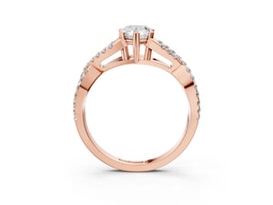 Rose gold Pear Solitaire Twist Band with Pavé Setting and Four-Prong Setting_69