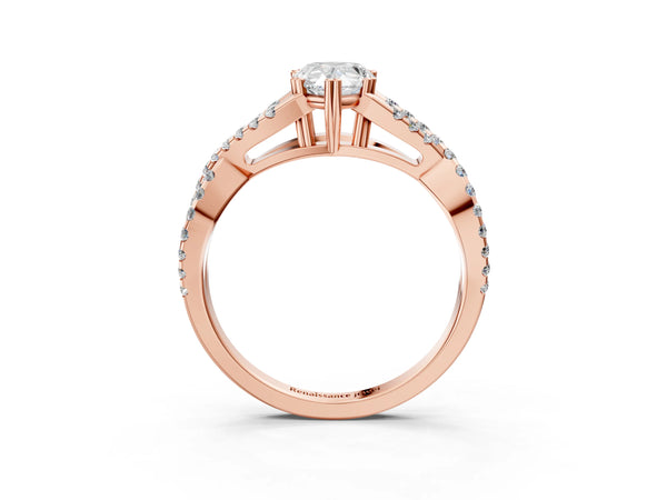 Rose gold Pear Solitaire Twist Band with Pavé Setting and Four-Prong Setting_81