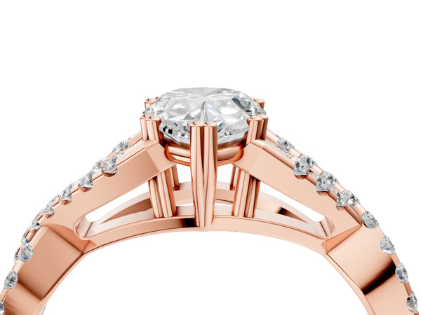 Rose gold Pear Solitaire Twist Band with Pavé Setting and Four-Prong Setting_82