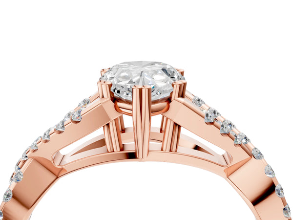 Rose gold Pear Solitaire Twist Band with Pavé Setting and Four-Prong Setting_88