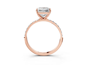 Rose gold Princess Cut Diamond Pavé Band Solitaire Ring with Four-Prong Setting_105