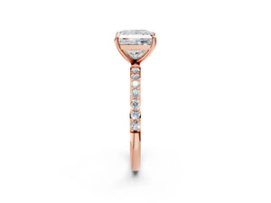 Rose gold Princess Cut Diamond Pavé Band Solitaire Ring with Four-Prong Setting_20