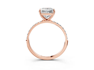 Rose gold Princess Cut Diamond Pavé Band Solitaire Ring with Four-Prong Setting_39