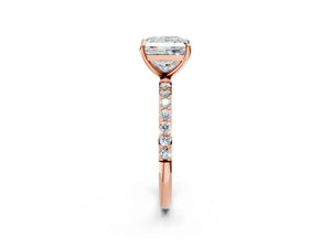 Rose gold Princess Cut Diamond Pavé Band Solitaire Ring with Four-Prong Setting_50