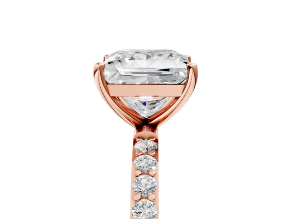 Rose gold Princess Cut Diamond Pavé Band Solitaire Ring with Four-Prong Setting_59