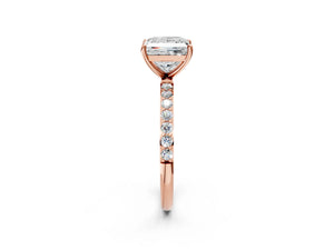 Rose gold Princess Cut Diamond Pavé Band Solitaire Ring with Four-Prong Setting_62