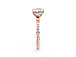 Rose gold Princess Cut Diamond Pavé Band Solitaire Ring with Four-Prong Setting_68