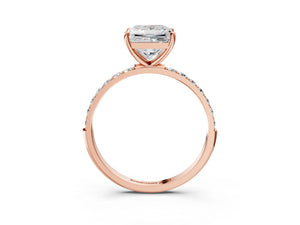 Rose gold Princess Cut Diamond Pavé Band Solitaire Ring with Four-Prong Setting_69