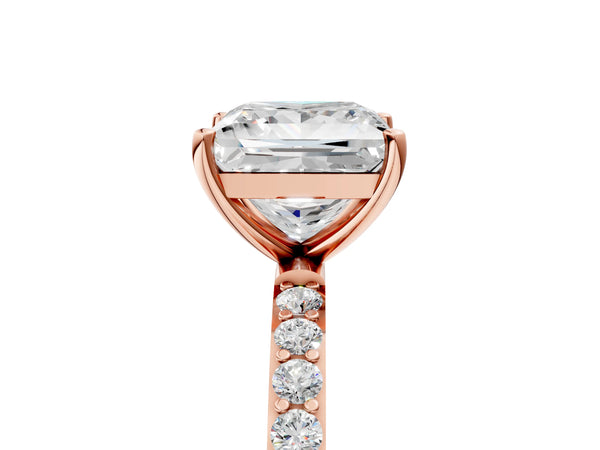 Rose gold Princess Cut Diamond Pavé Band Solitaire Ring with Four-Prong Setting_71