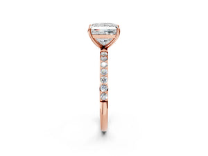 Rose gold Princess Cut Diamond Pavé Band Solitaire Ring with Four-Prong Setting_74