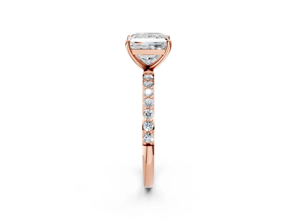 Rose gold Princess Cut Diamond Pavé Band Solitaire Ring with Four-Prong Setting_80