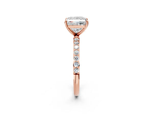 Rose gold Princess Cut Diamond Pavé Band Solitaire Ring with Four-Prong Setting_86